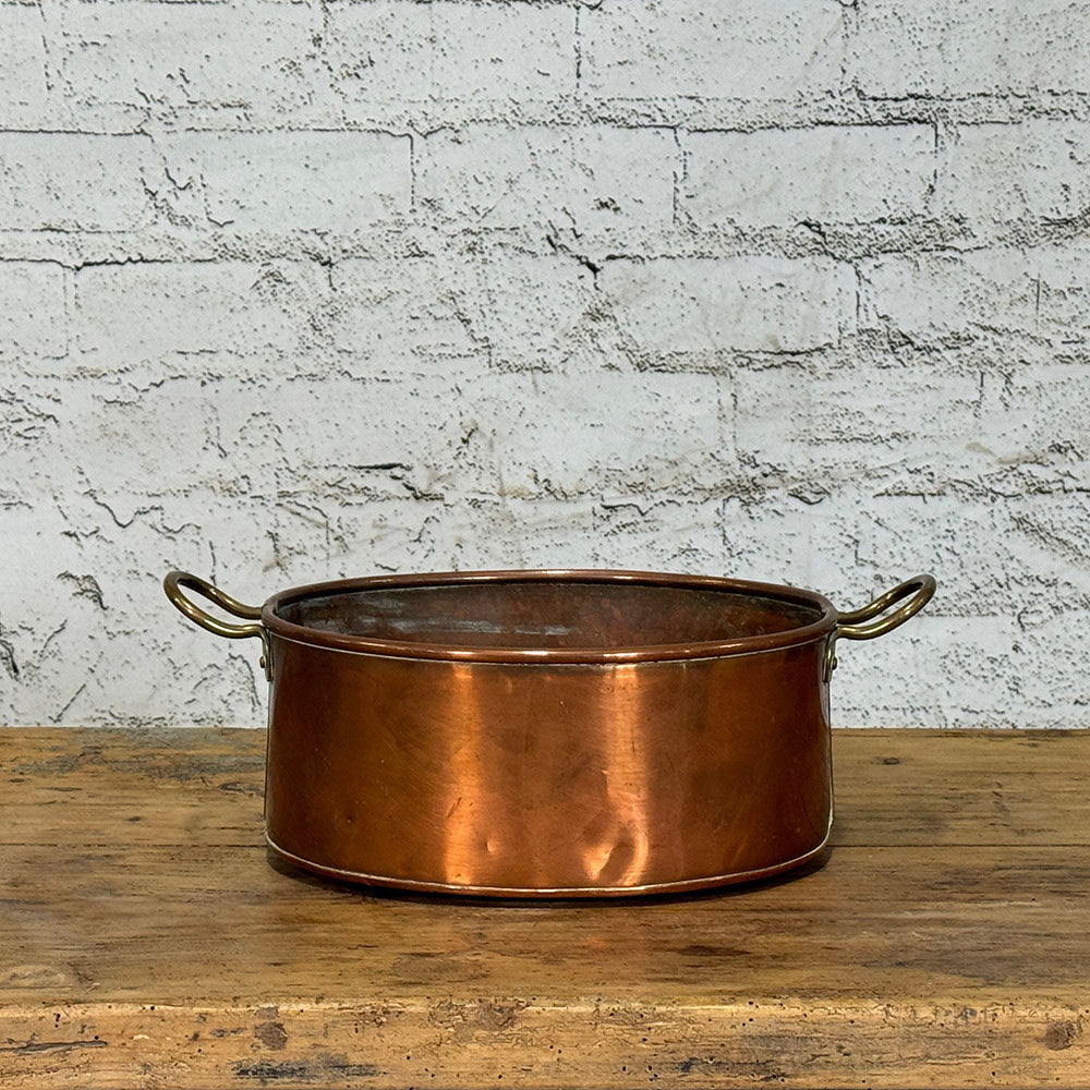 Antique French Small Copper Pan with Handles