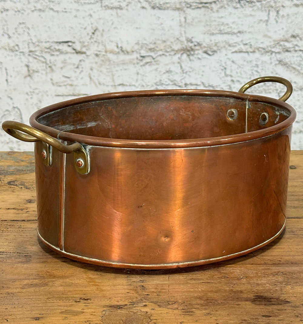 Antique French Small Copper Pan with Handles