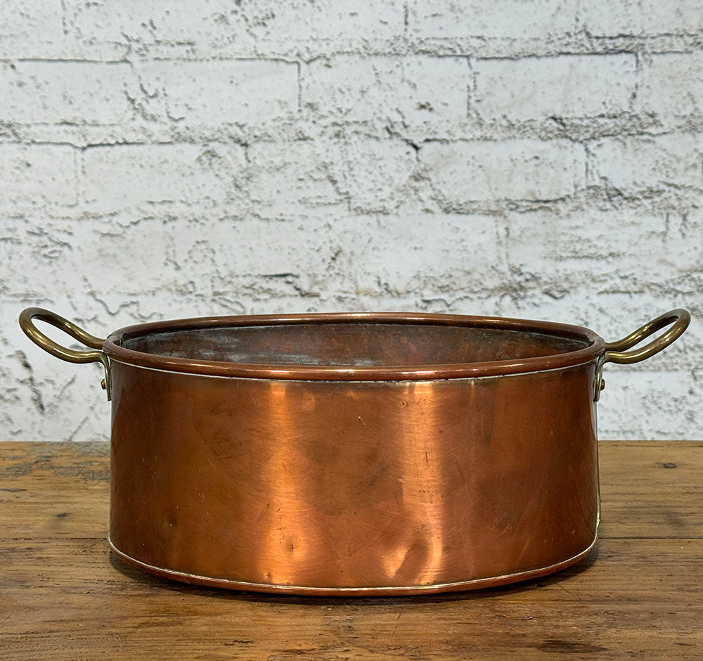 Antique French Small Copper Pan with Handles
