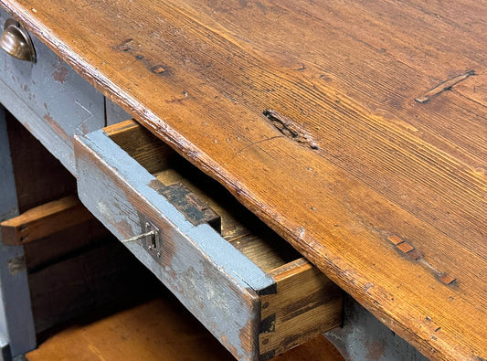 Antique Continental Painted Pine Shop Counter