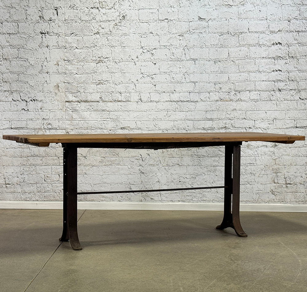 Artisan Made Reclaimed Pine Industrial Iron Base Table