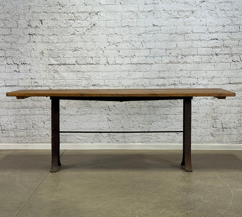 Artisan Made Reclaimed Pine Industrial Iron Base Table