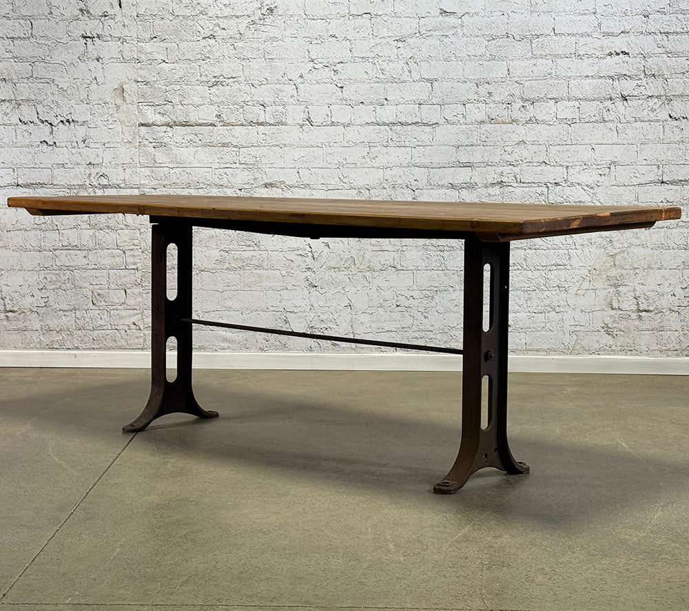 Artisan Made Reclaimed Pine Industrial Iron Base Table