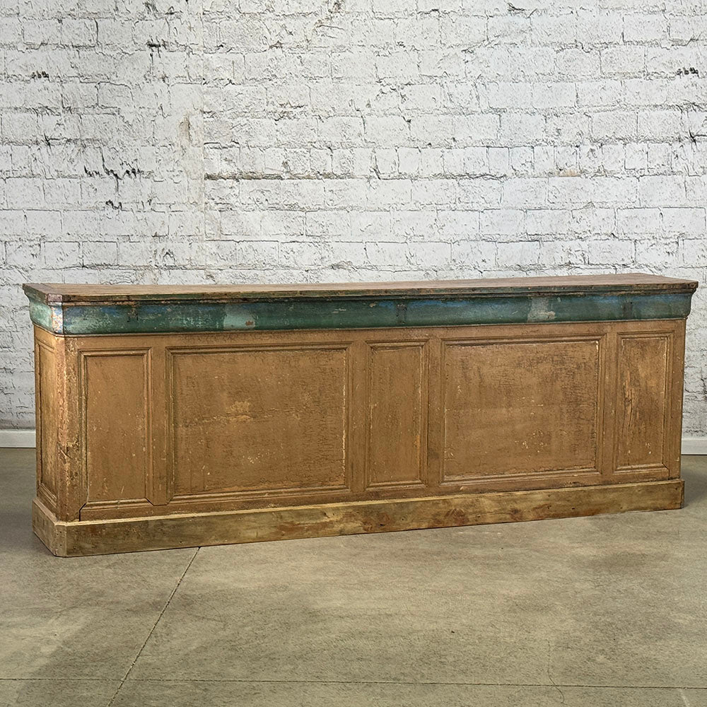 Antique French Pine Original Paint Shop Counter