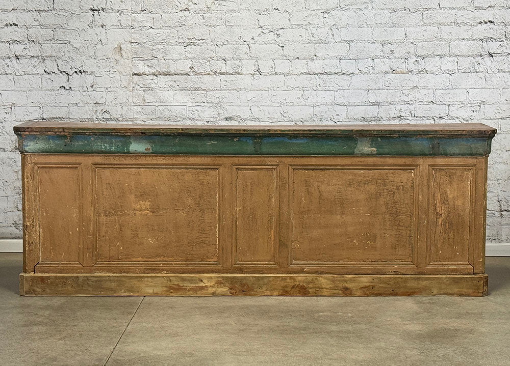 Antique French Pine Original Paint Shop Counter