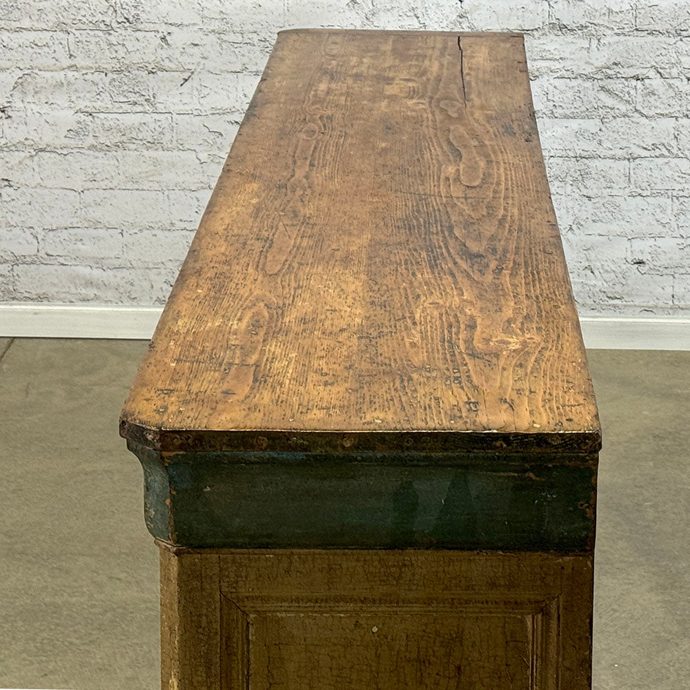 Antique French Pine Original Paint Shop Counter