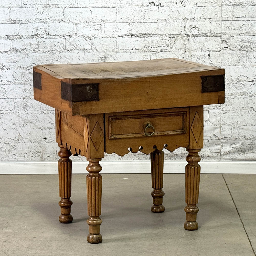 Antique Butcher Block with Drawer