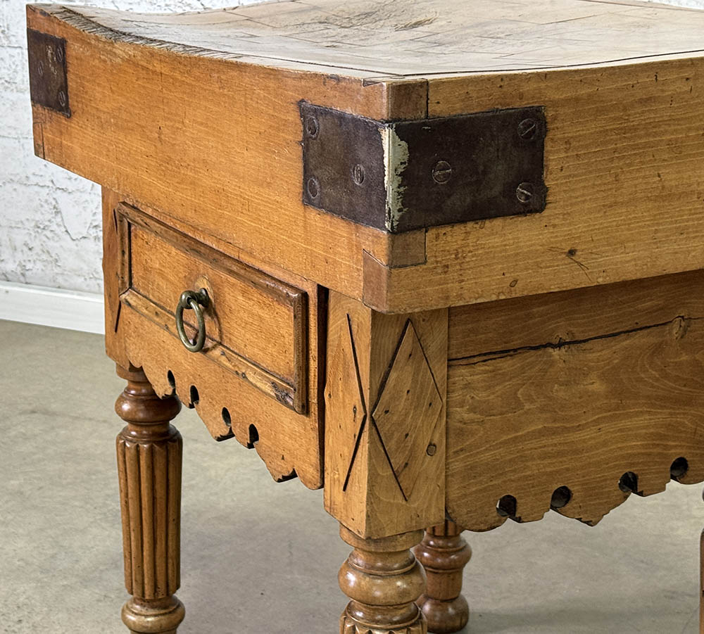 Antique Butcher Block with Drawer