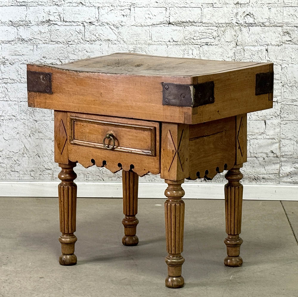 Antique Butcher Block with Drawer