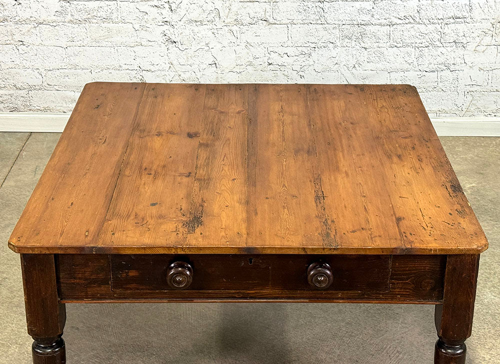 Antique Pine Coffee Table with Drawer c.1880