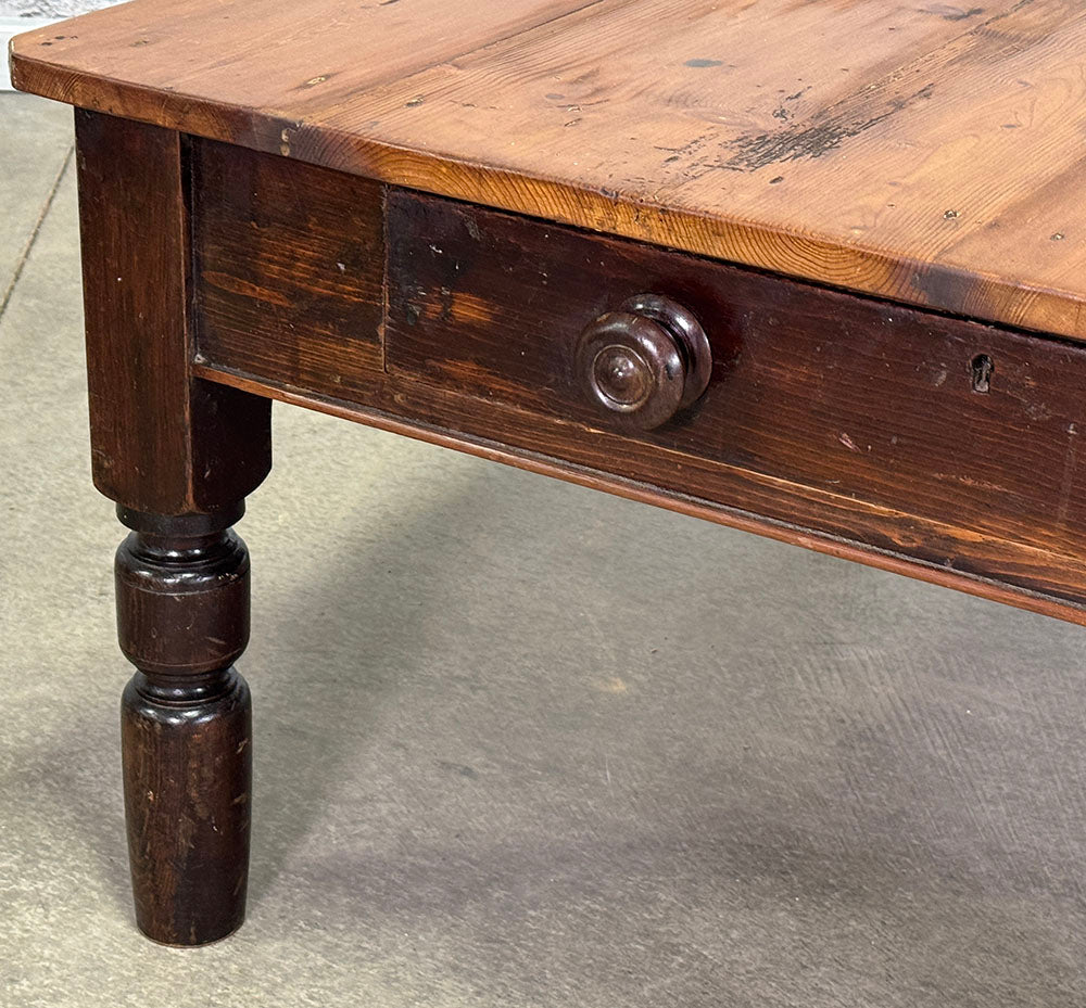 Antique Pine Coffee Table with Drawer c.1880