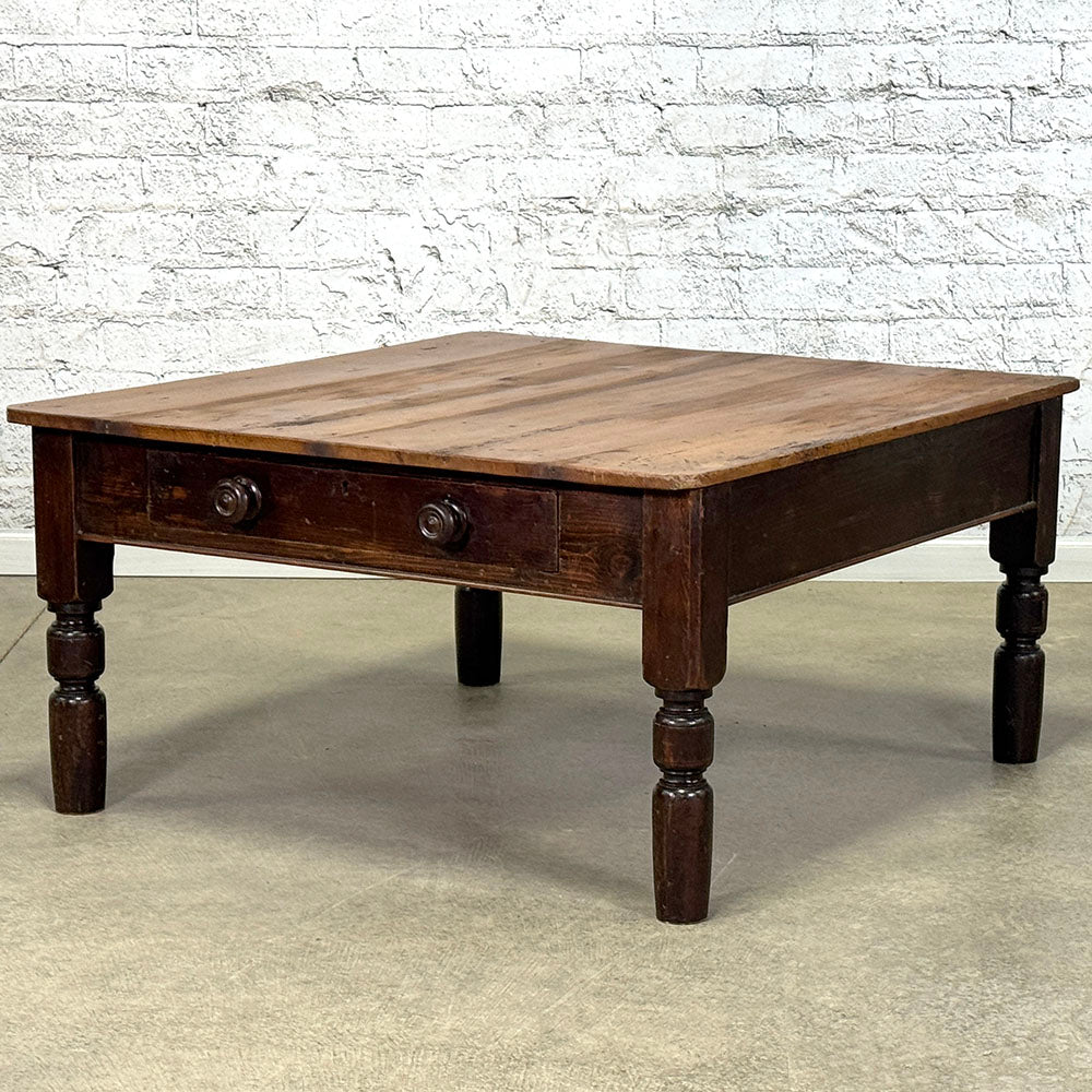Antique Pine Coffee Table with Drawer c.1880