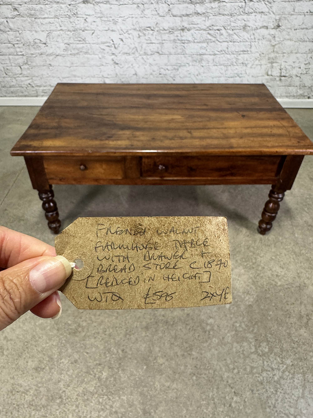Antique French Walnut Coffee Table with Drawers c.1870