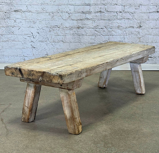 Antique Bleached Dairy Bench, Coffee Table c.1910