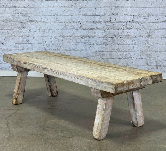 Antique Bleached Dairy Bench, Coffee Table c.1910