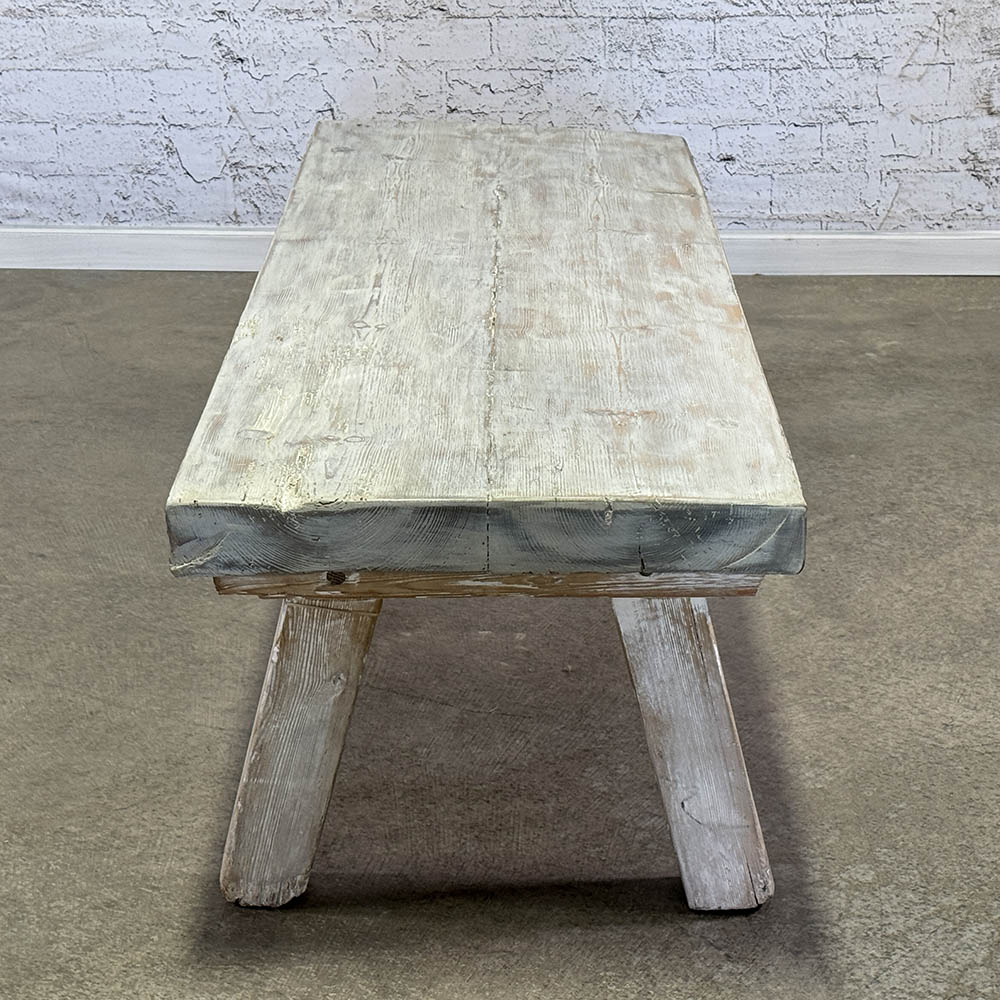 Antique Bleached Dairy Bench, Coffee Table c.1910