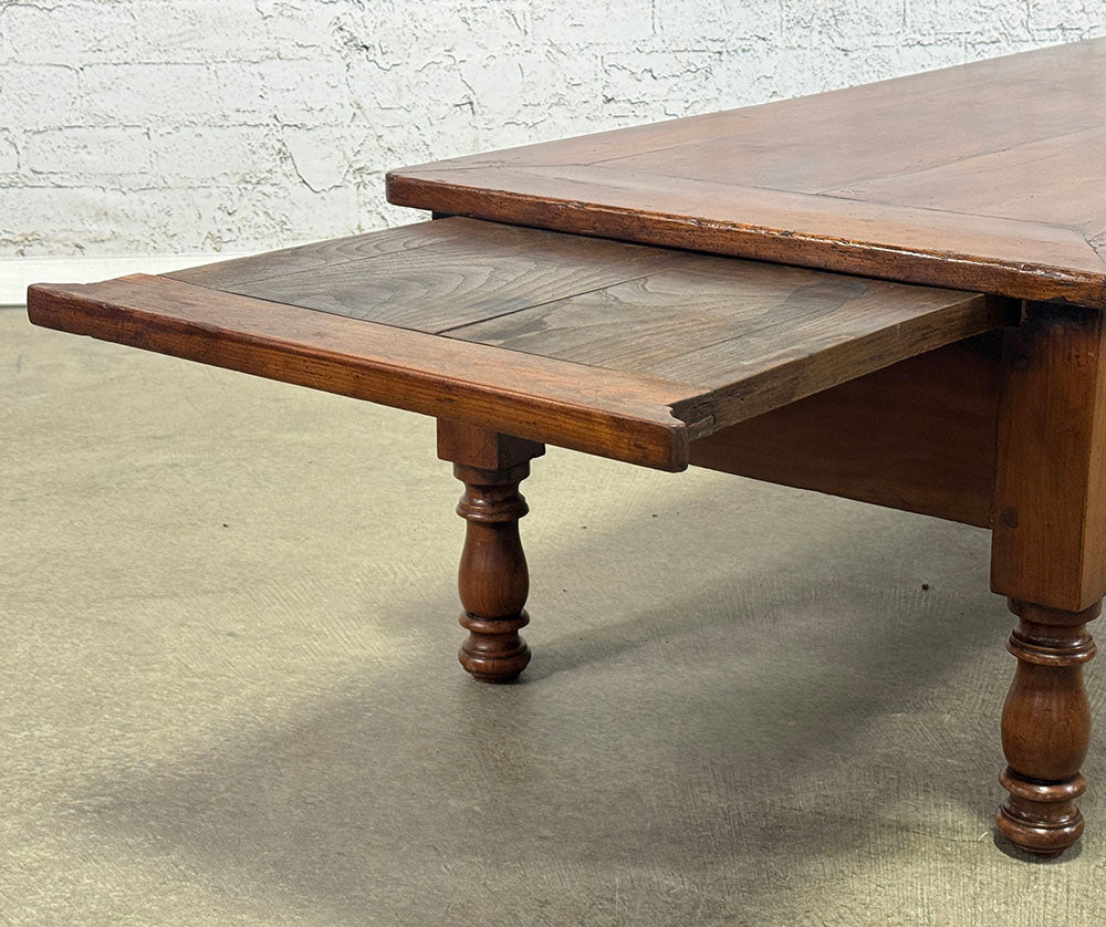 Antique French Fruitwood Two Drawer Coffee Table