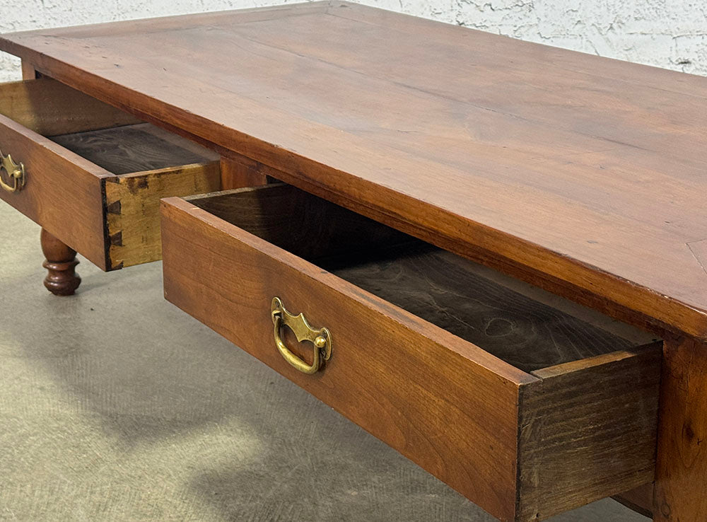 Antique French Fruitwood Two Drawer Coffee Table