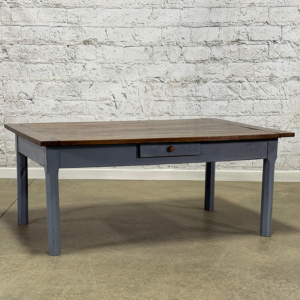Antique French Farmhouse Coffee Table with Two Drawers