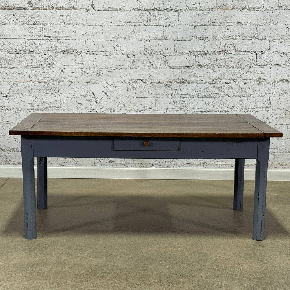 Antique French Farmhouse Coffee Table with Two Drawers