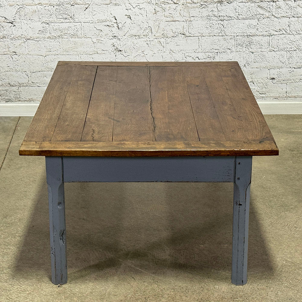 Antique French Farmhouse Coffee Table with Two Drawers