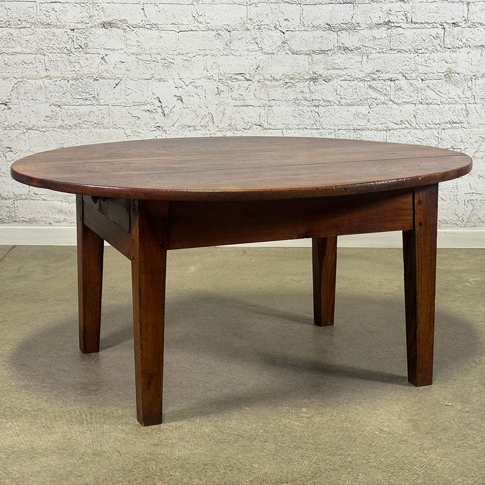French Fruitwood Oval Coffee Table with Drawer