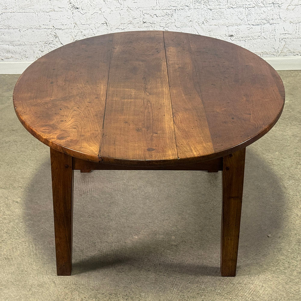 French Fruitwood Oval Coffee Table with Drawer