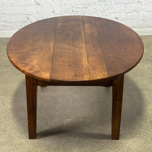 French Fruitwood Oval Coffee Table with Drawer