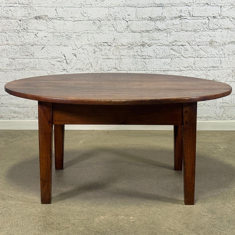 French Fruitwood Oval Coffee Table with Drawer
