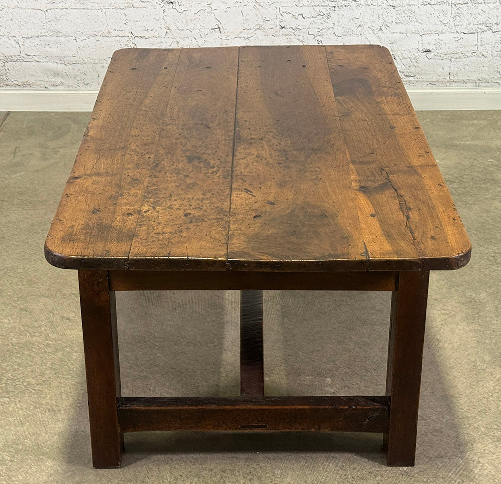 French Walnut Coffee Table with Drawer, Burgundy