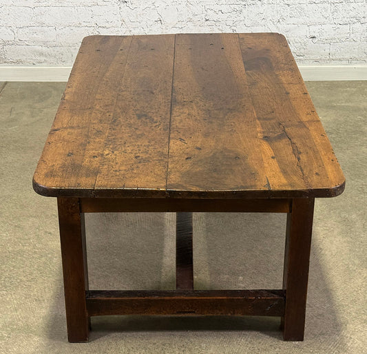 French Walnut Coffee Table with Drawer, Burgundy
