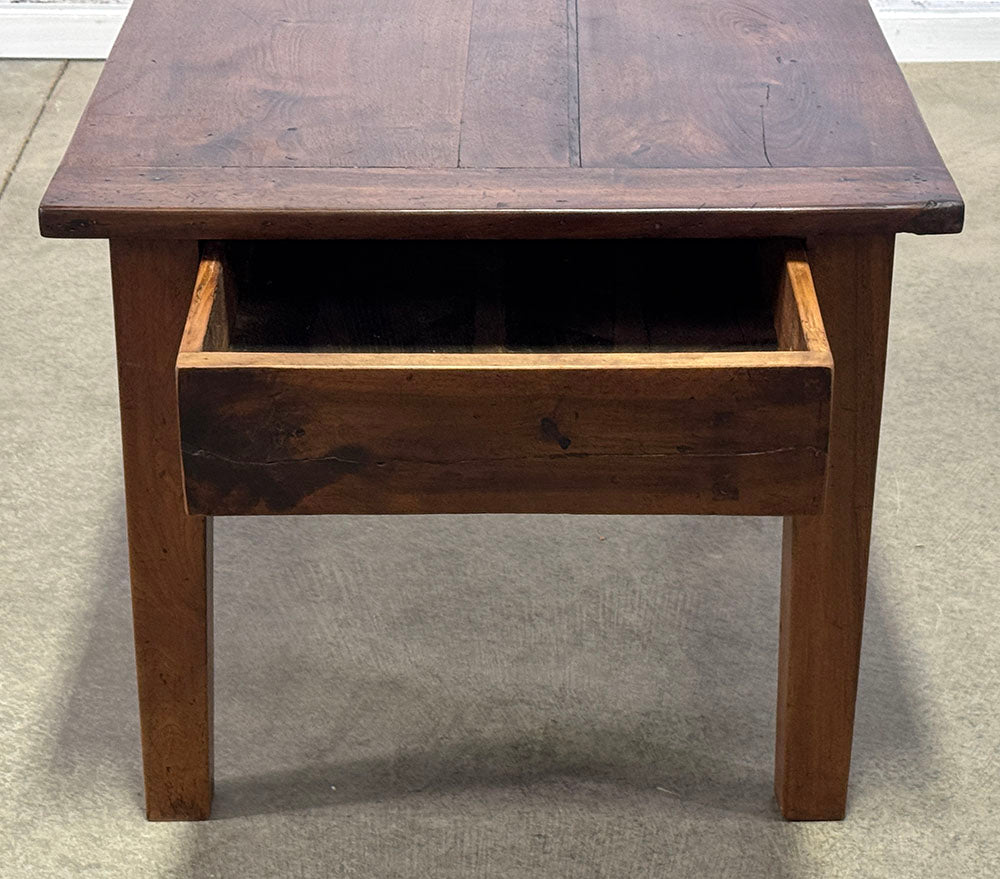 Antique French Walnut Coffee Table with Drawer