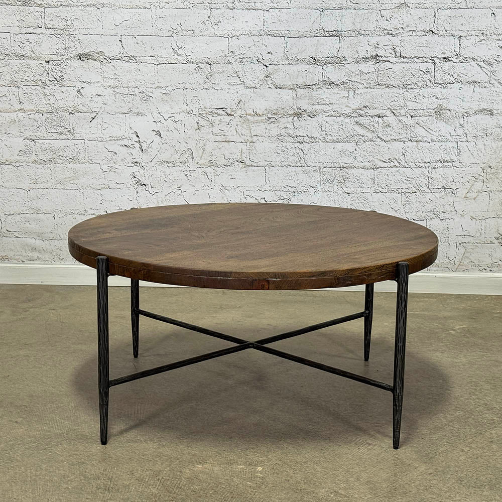 Mango Wood & Metal Round Coffee Table