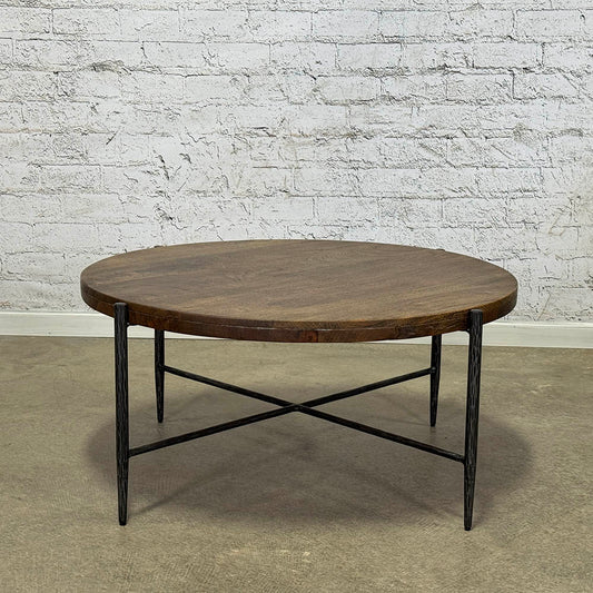 Mango Wood & Metal Round Coffee Table
