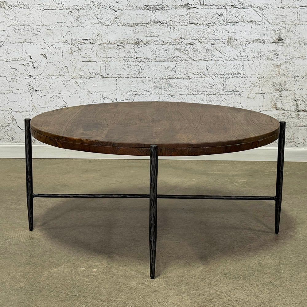 Mango Wood & Metal Round Coffee Table
