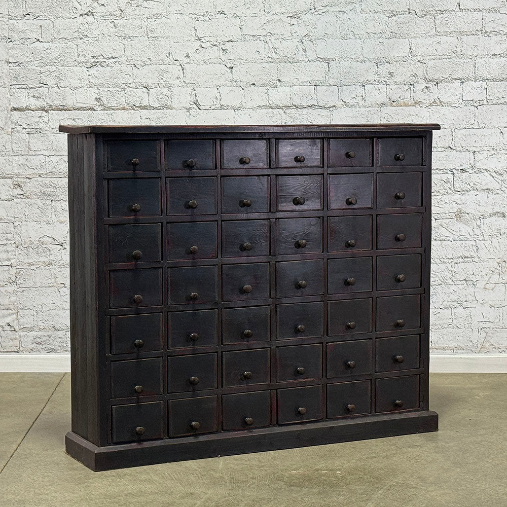 Antique English Pine Painted Bank of Drawers
