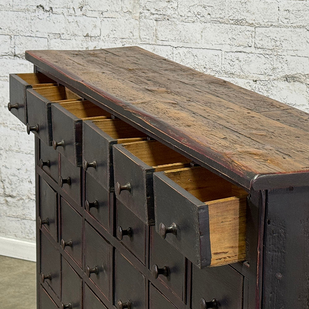 Antique English Pine Painted Bank of Drawers