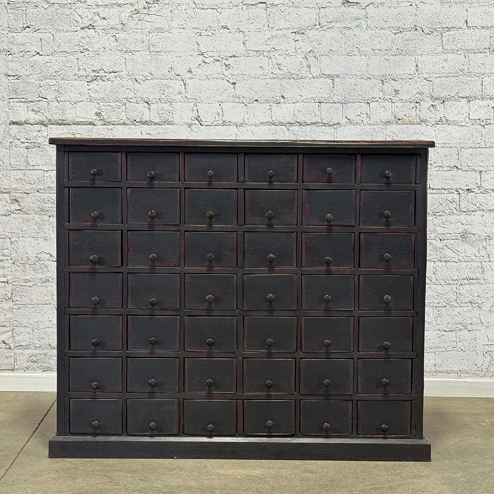 Antique English Pine Painted Bank of Drawers