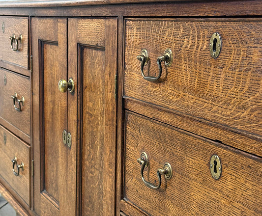 Exceptional Antique English Oak 6 Drawer 2 Door Server