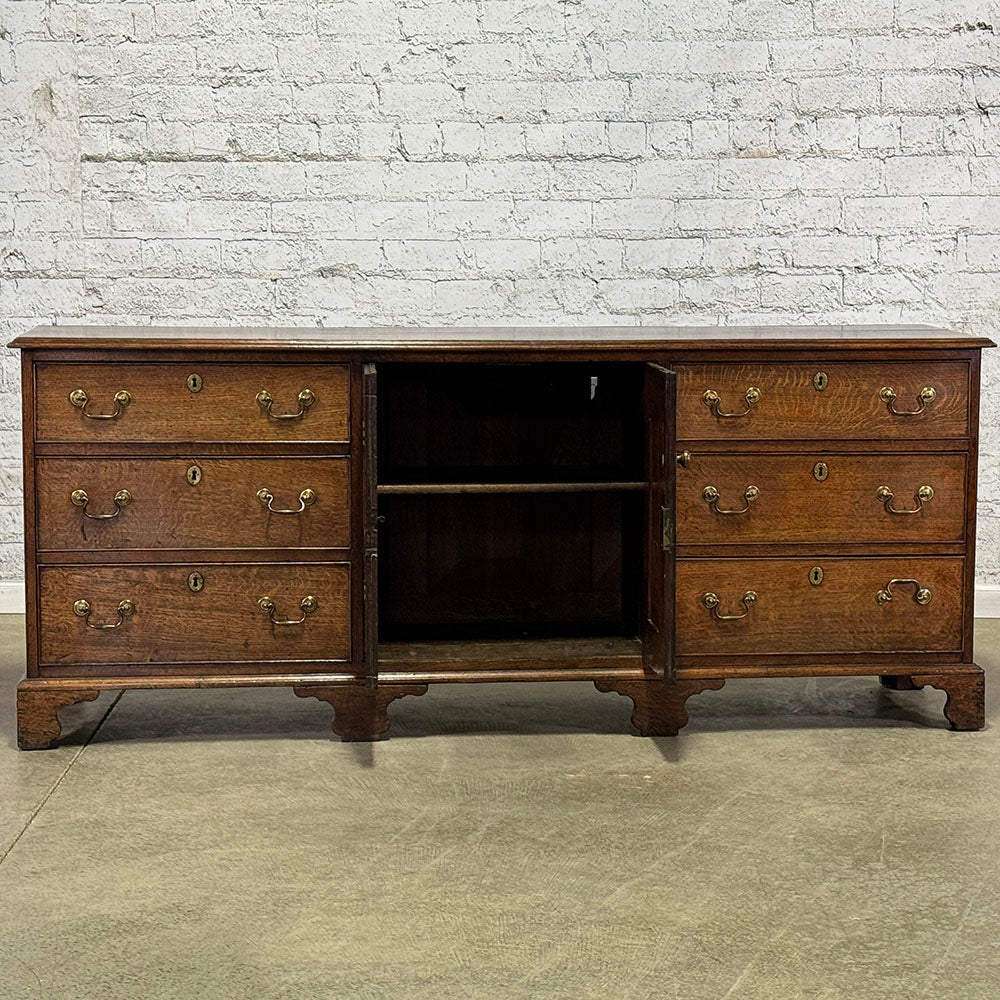 Exceptional Antique English Oak 6 Drawer 2 Door Server