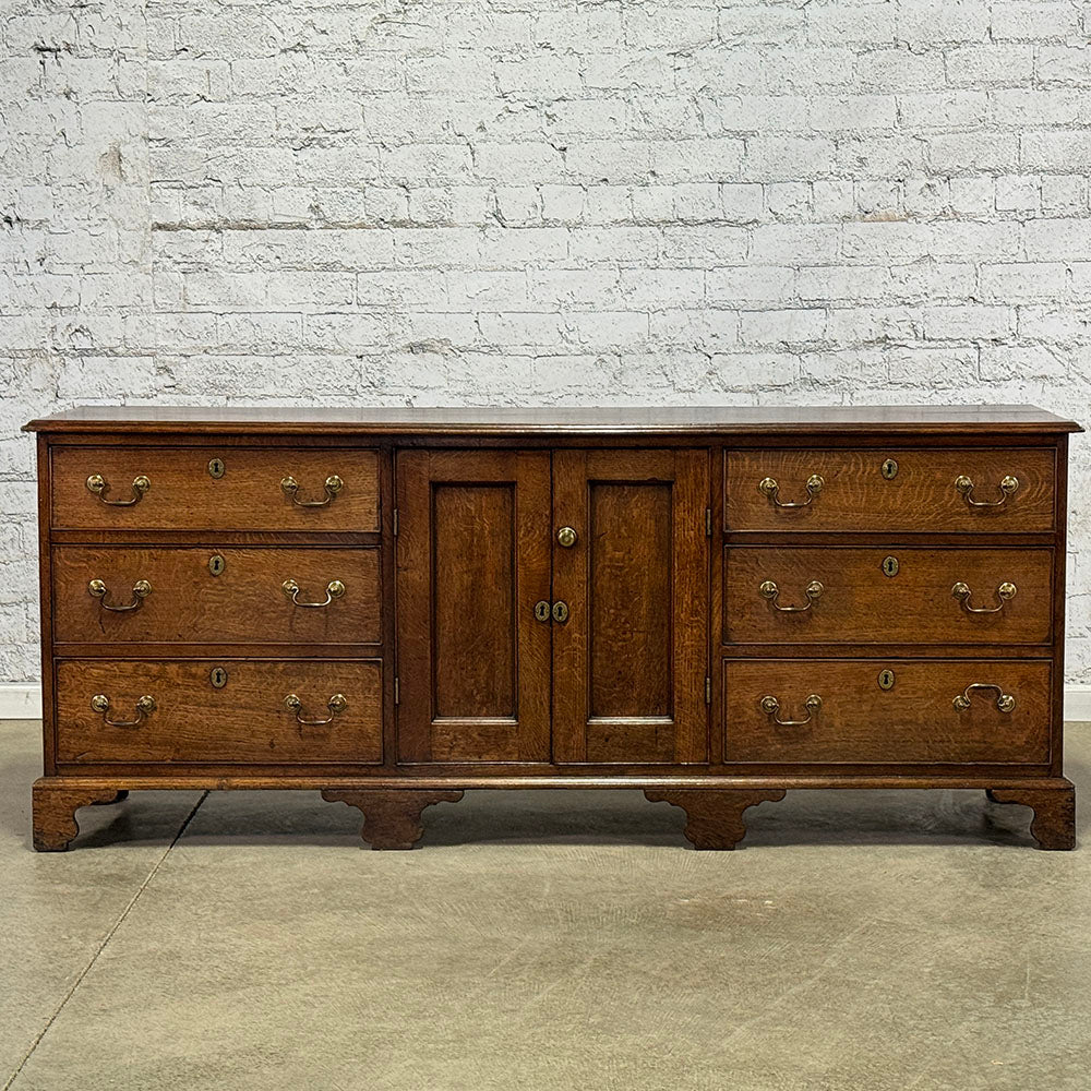 Exceptional Antique English Oak 6 Drawer 2 Door Server