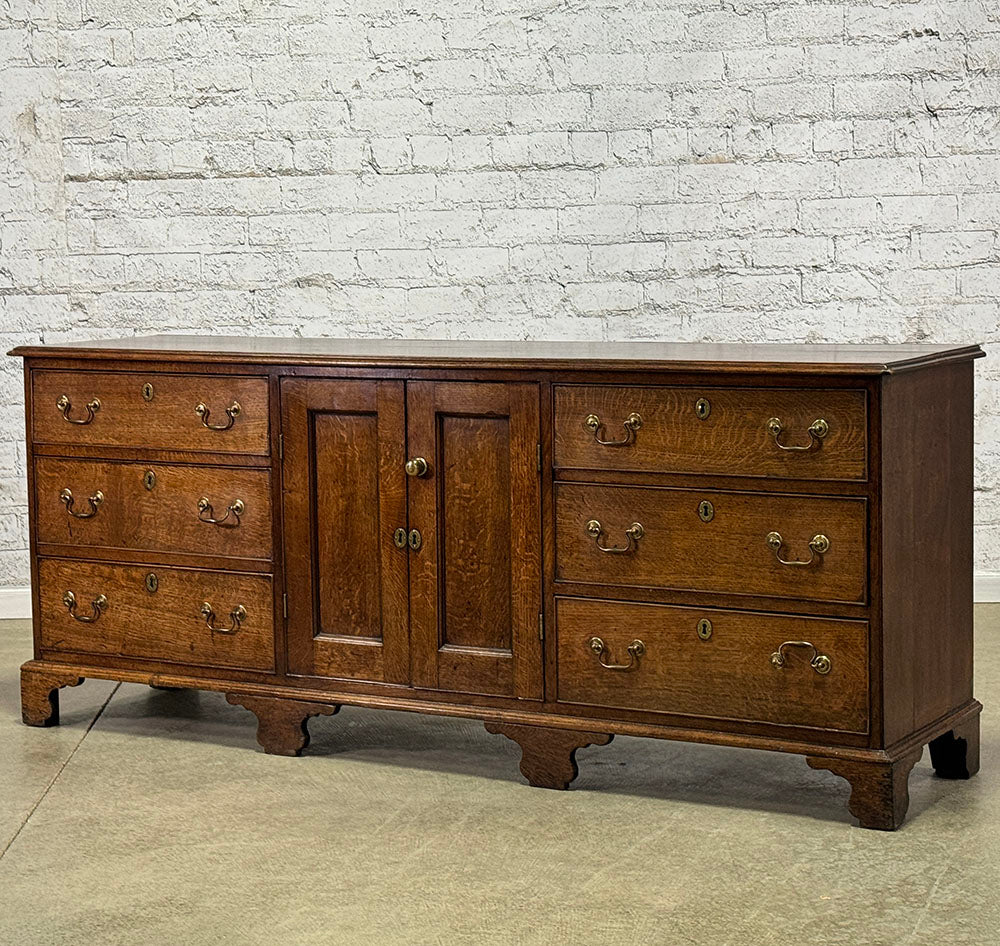 Exceptional Antique English Oak 6 Drawer 2 Door Server