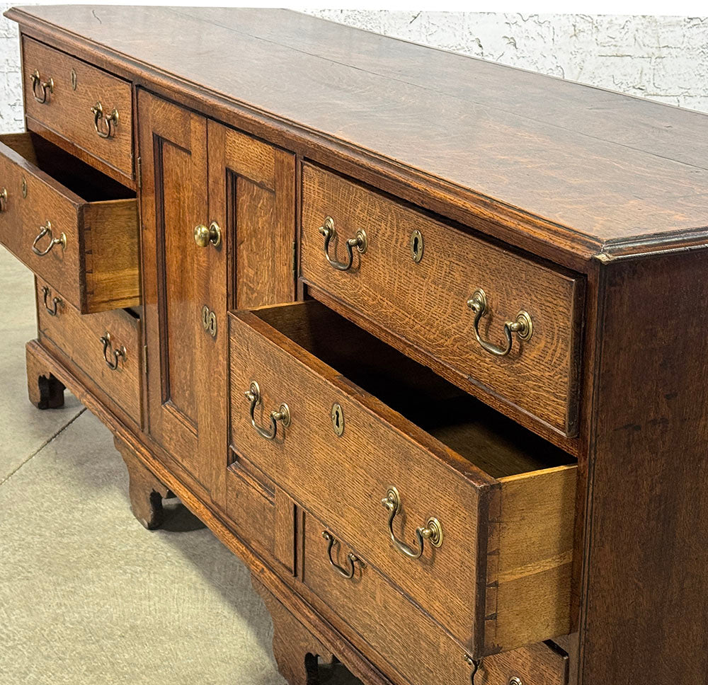 Exceptional Antique English Oak 6 Drawer 2 Door Server