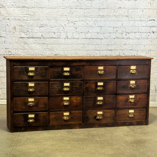 Antique Rustic Bank of Drawers