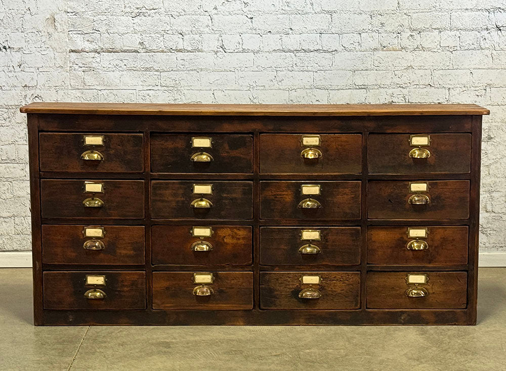 Antique Rustic Bank of Drawers