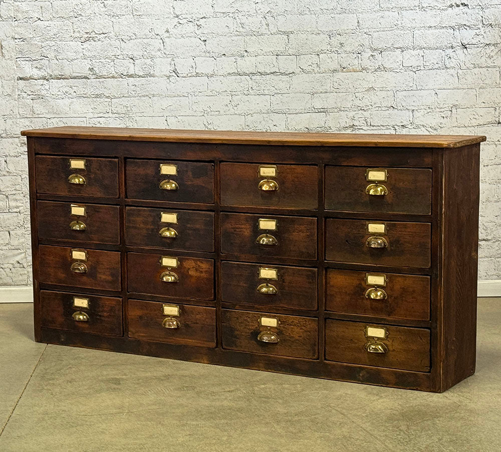 Antique Rustic Bank of Drawers