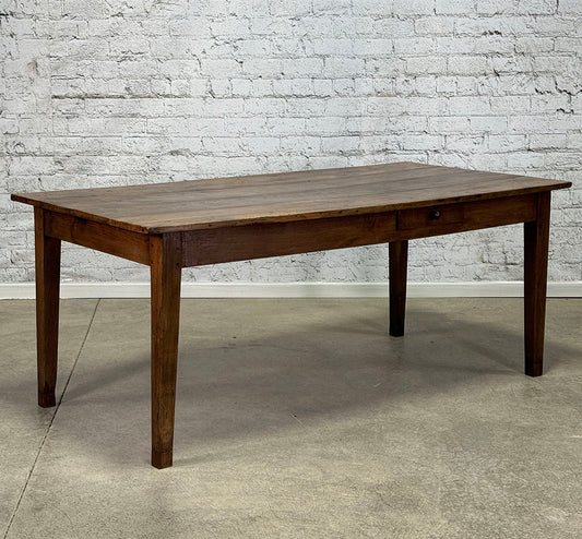 Antique French Oak Farmhouse Table with Drawer c.1850
