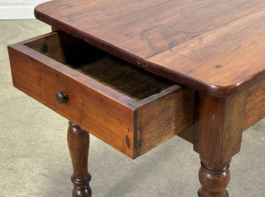 Antique French Cherry Table with Drawer c.1860