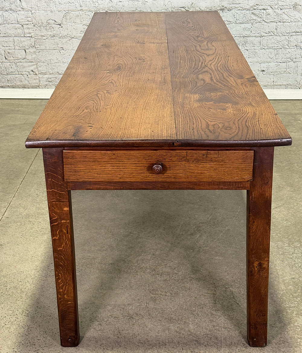 Antique French Chestnut Table with Drawer