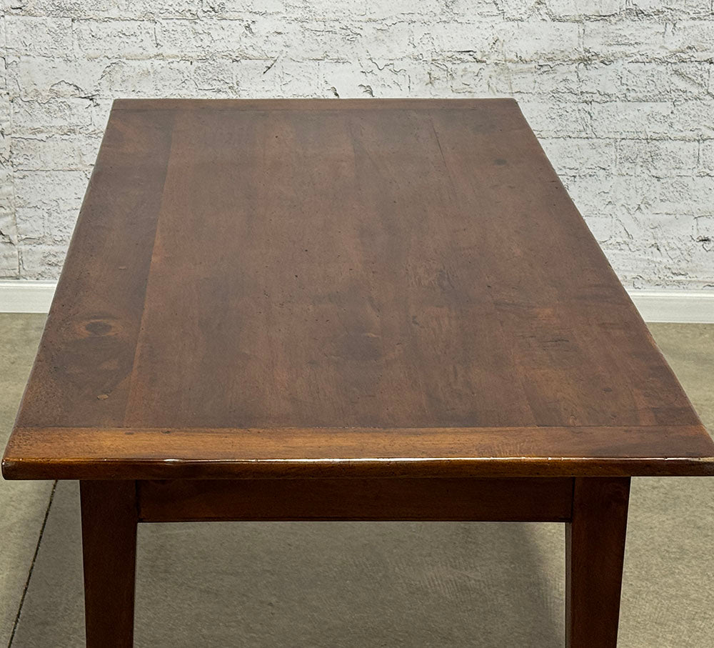 Antique French Walnut Farmhouse Table with Drawer